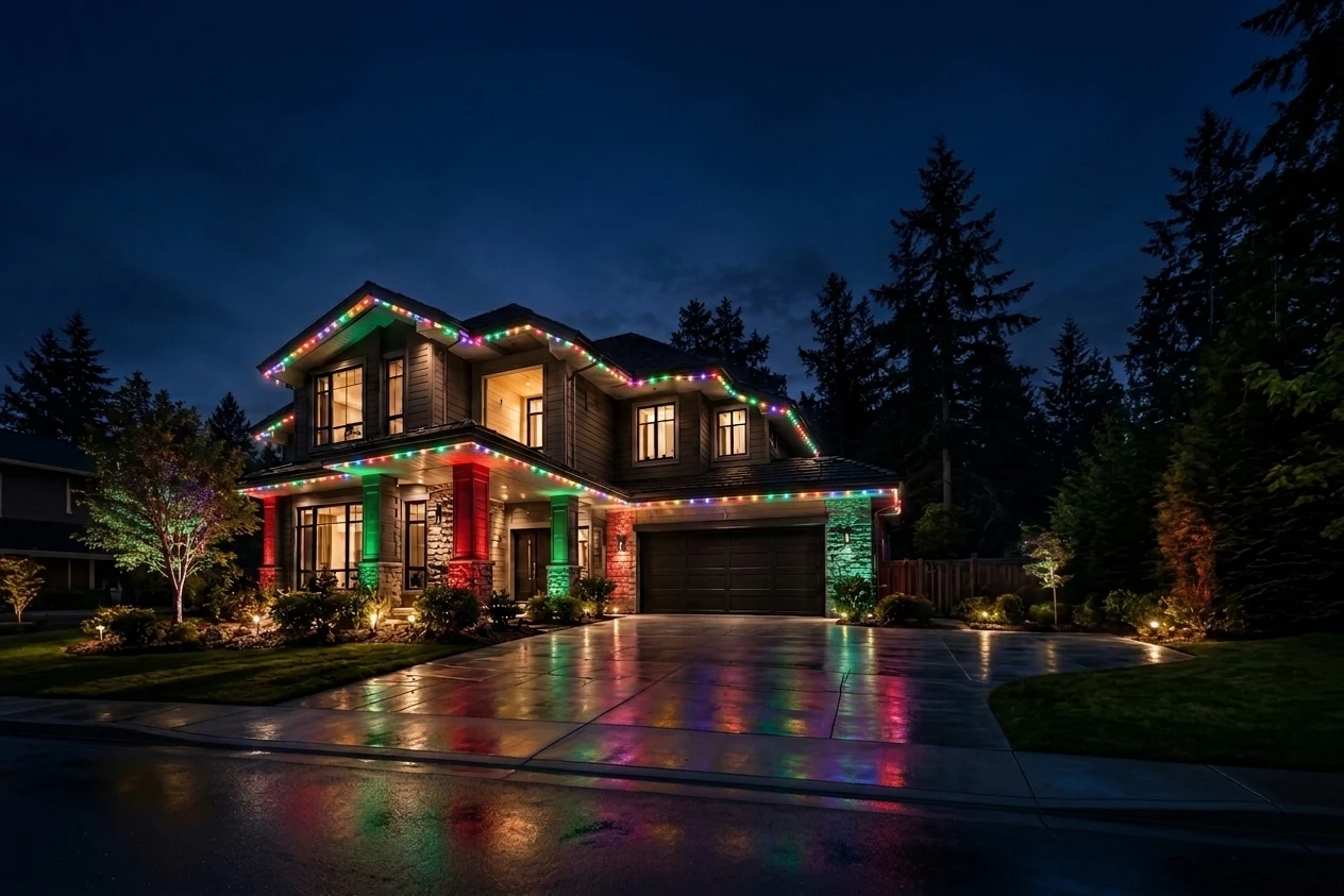 Permanent roofline lighting install
